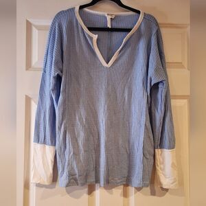 Bibi blue and white lightweight long sleeve top M